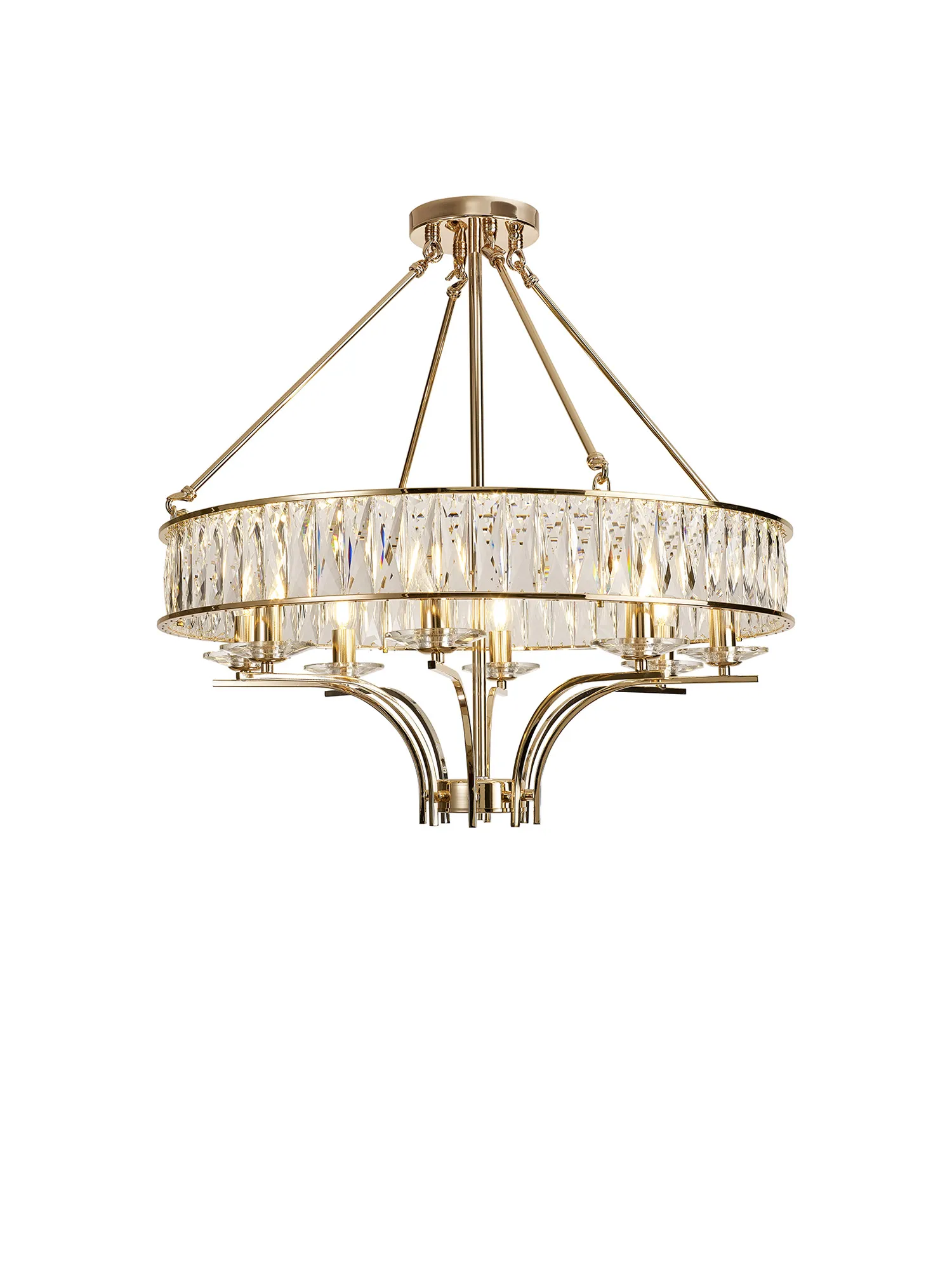 Vivienne Crystal Pendant/Semi Ceiling 8 Light French Gold IL31826  Diyas Vivienne French Gold